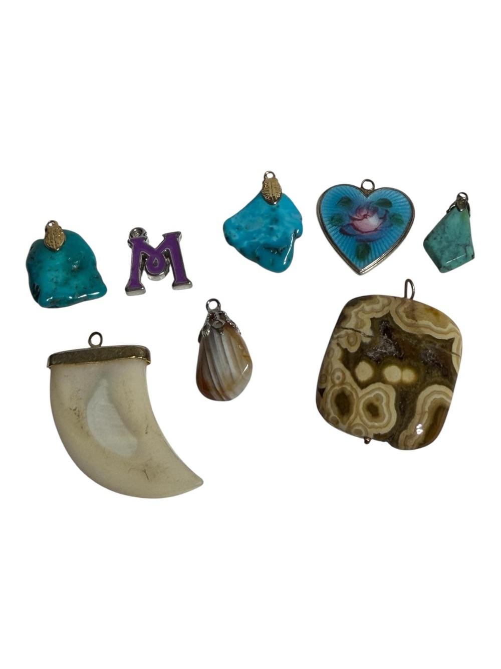 Claw Nugget & Heart Pendants Jasper Turquoise Stone Shell Boho Mystical Gothic